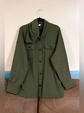 New Time and Tru Green Ribbed Hooded Shacket Size XXXL